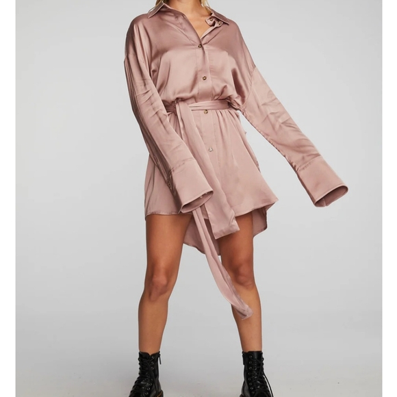 CHASER Silky Woven Shirt Dress SZ. Sm - Picture 2 of 8